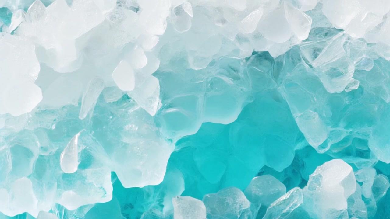 Close-up of Melting Ice with Vibrant Turquoise Water