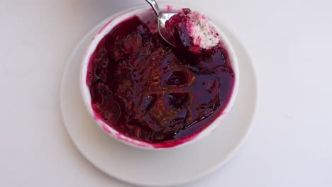 Red Berry Dessert in a Small Bowl