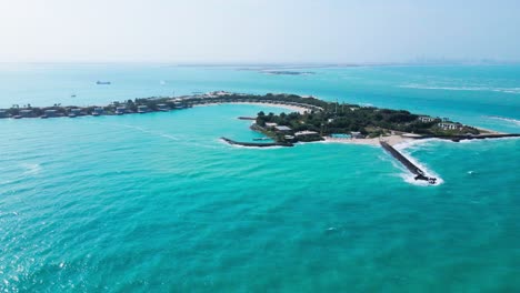 aerial drone view capturing the stunning beauty of nurai island from a distance