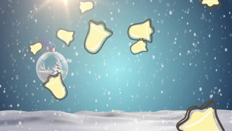 animation of bells falling over christmas decoration