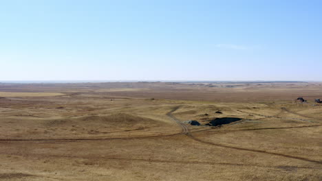 dry, empty landscape with dirt roads