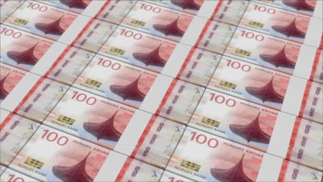 100 danish krone banknotes printed by a money press