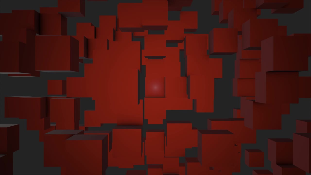 cubos coloridos que se mueven en un bucle sin costuras. bucles sin costuras cubos abstractos de fondo. pared de bloques geométricos de fondo móvil. cubos rojos