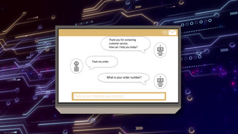 animación de todo el texto, los iconos y el procesamiento de datos en la placa de circuitos