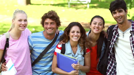 happy students smiling at camera together