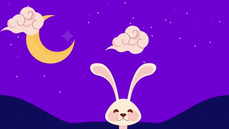 animación del festival de la luna feliz con el conejo