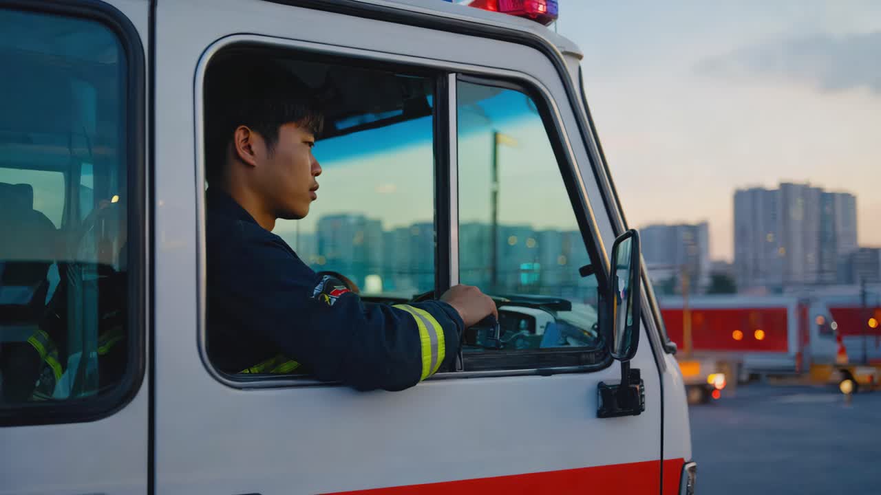 Firefighter in a Fire Truck