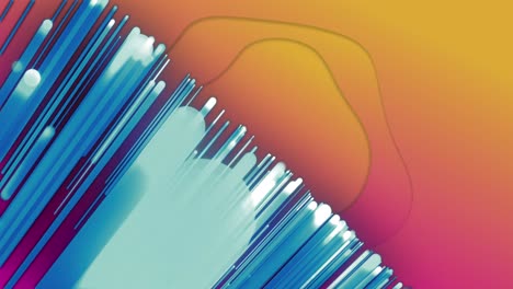 Animation-of-blue-lines-over-orange-and-pink-background