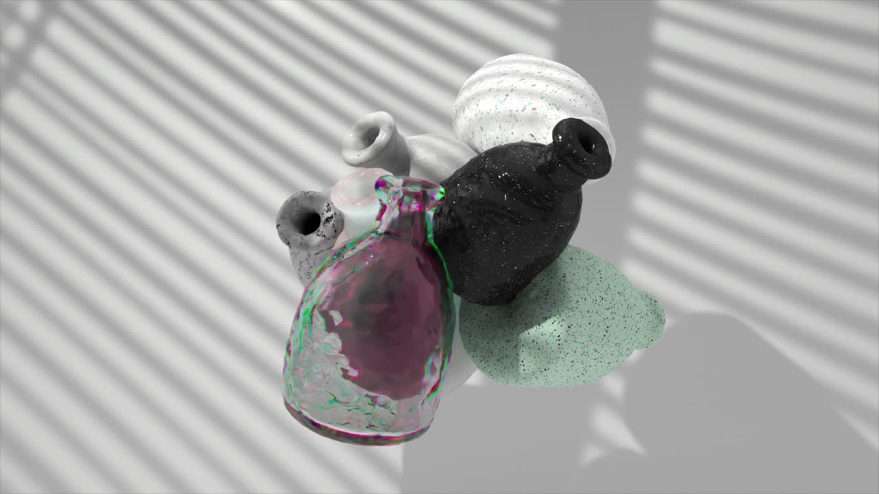 arreglo abstracto de jarrones coloridos