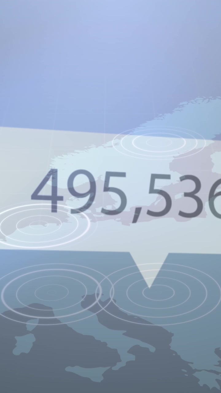 Animazione di un fumetto con il numero di 'mi piace' in aumento su una connessione di rete con una mappa del mondo.