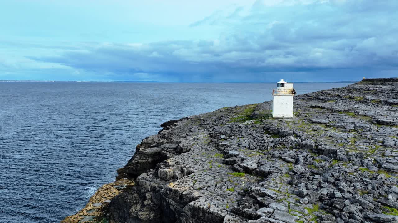 Ireland Epic Locations drone flypast Black Head Lighthouse the Burren Clare rocky landscape on The Wild Atlantic Way Ireland