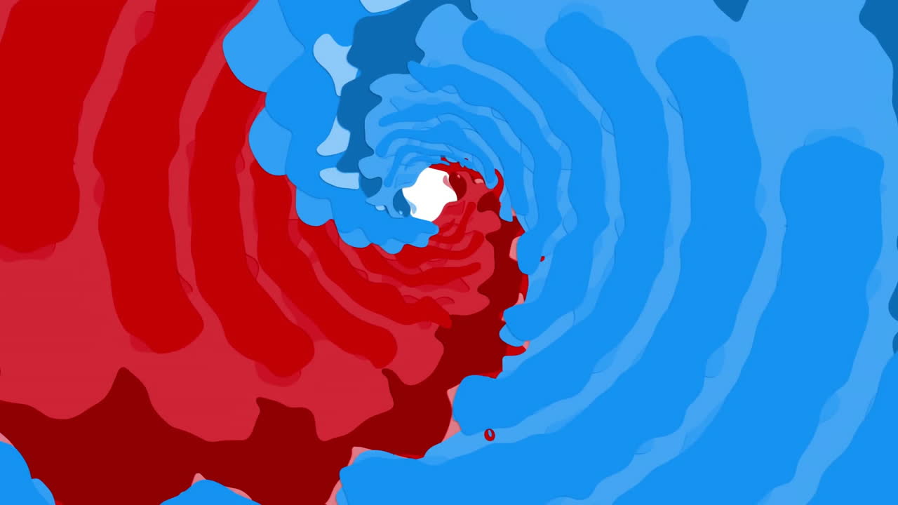 파란색과 빨간색 모양 위에 유럽 텍스트의 애니메이션