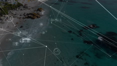 animación de la red de conexiones sobre la costa marítima