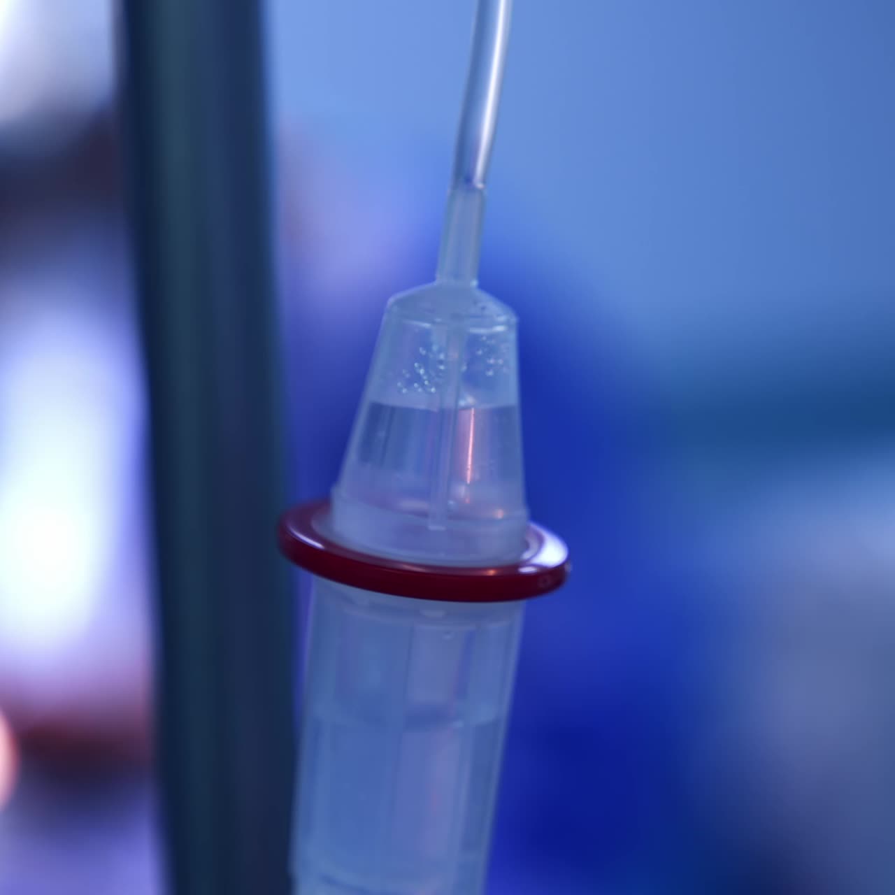 Dropper filled with medicines. Close up. Equipment in the surgery room during operation