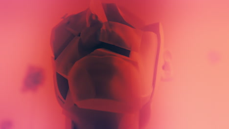 destroyed android heads on spikes on the neon pink background