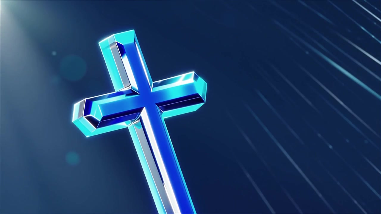Croce Cristiana Luce Celestiale Sfondo per il Culto.
