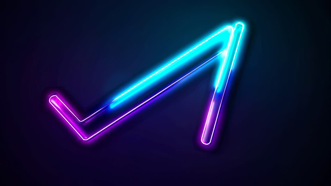 símbolos de las marcas de comprobación de neón