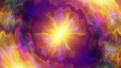 vibrant energy burst: a dynamic explosion of rotating colors featuring purple, orange, and yellow radiance, illuminating the background with electric glow and radiant patterns