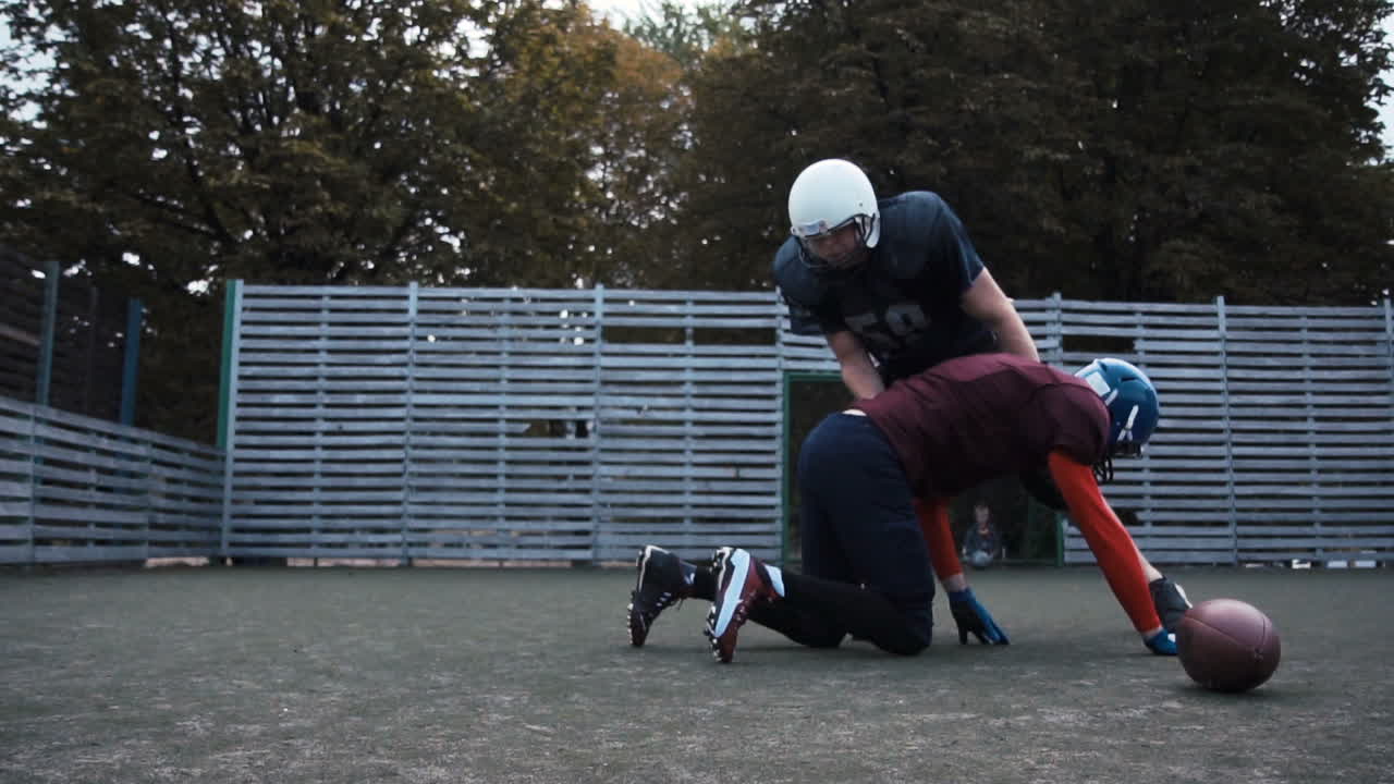 American Football Players in Action and Training