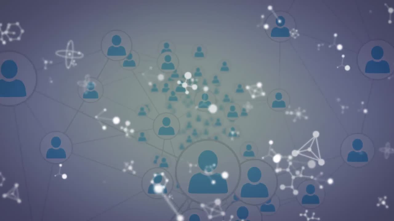 회색 배경에 아이콘으로 연결 네트워크의 애니메이션