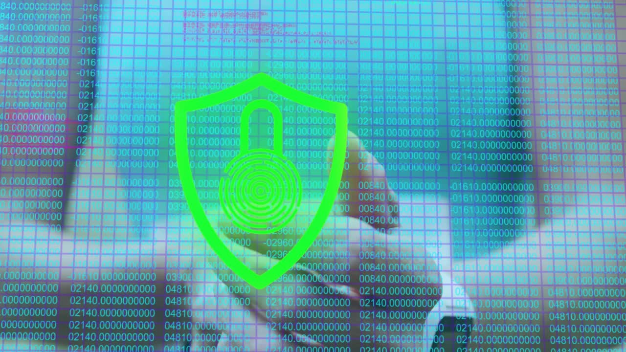 Woman raising wrist tapping phone on desk showing shield icon and tracking social media engagement