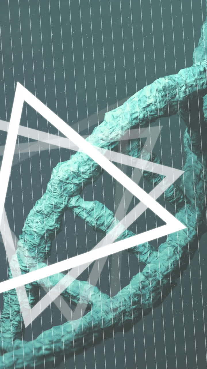 animación de triángulos sobre el giro de la cadena de adn