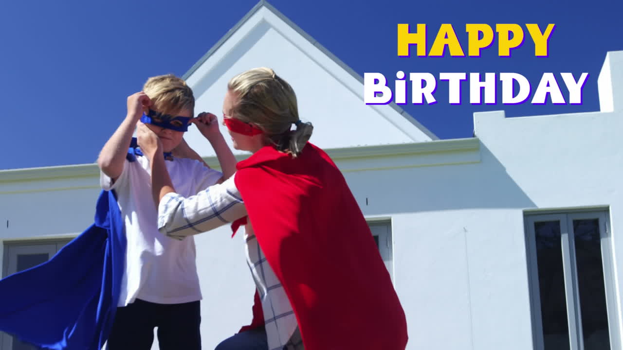 배경 에 어머니 와 아들 위 에 쓰여진 생일 축하