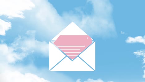 animation of envelope digital icon icon over clouds and sky