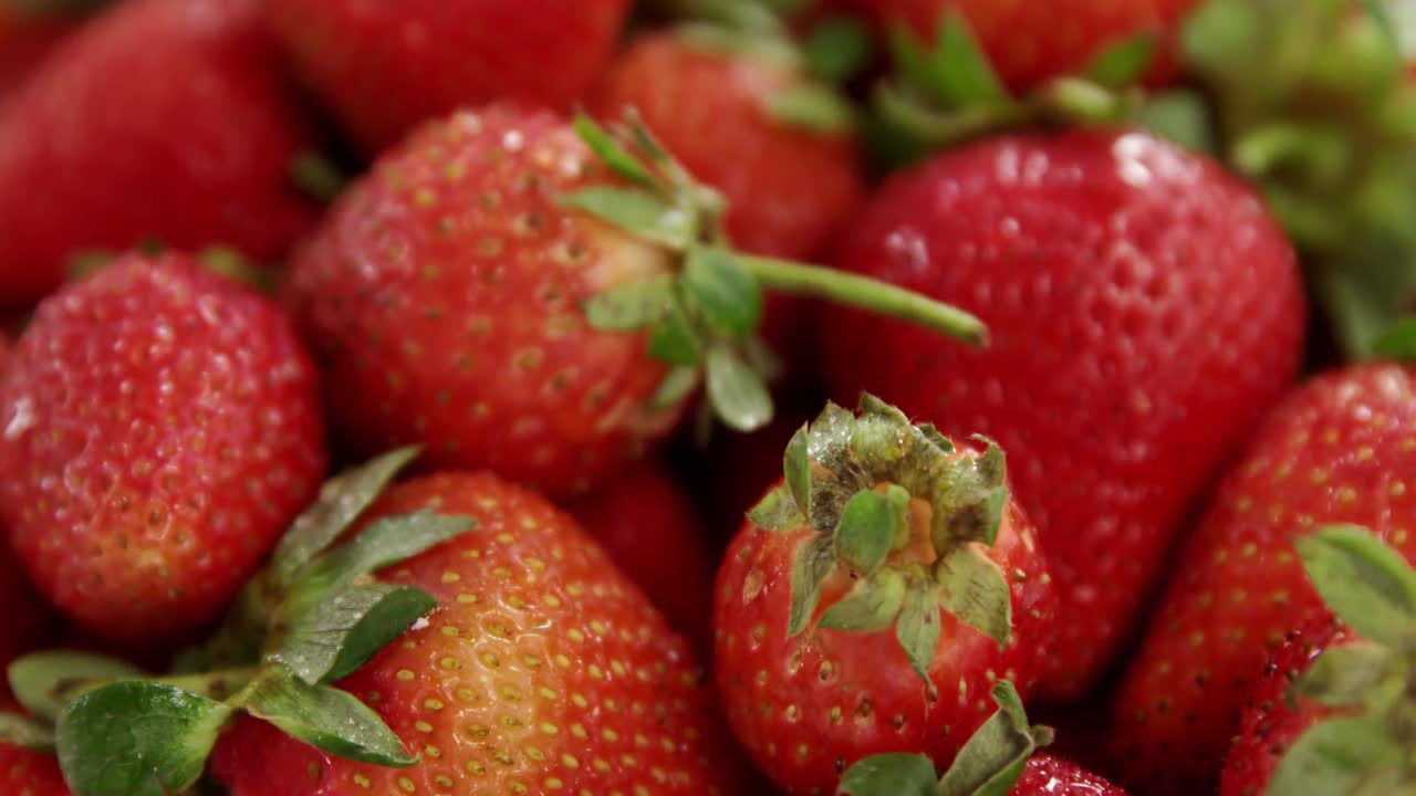 primer plano de las fresas frescas