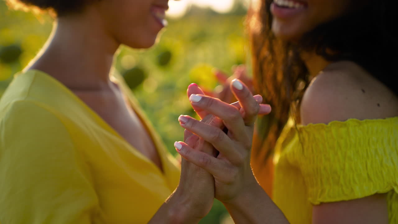 Women in a sunflower field