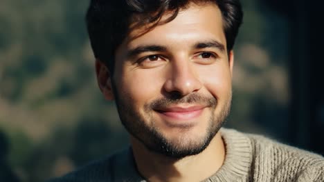 smiling man with beard, closeup portrait