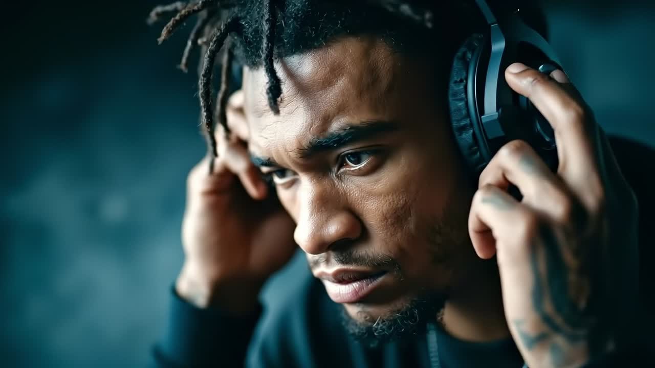 A man with dreadlocks wearing a pair of headphones