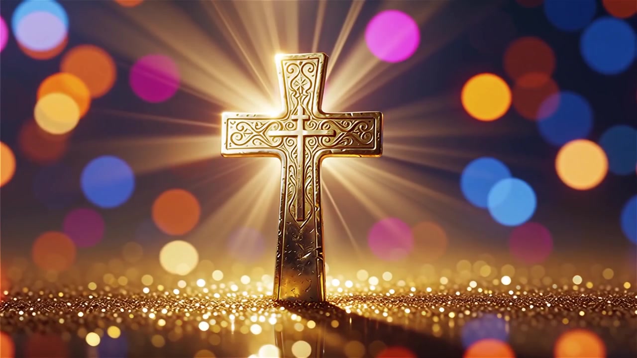 Cruz Cristiana con Luz Celestial, Fondo para Adoración.