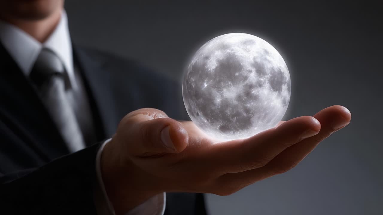 A Mystical Moment: A Dapper Individual Holding a Glowing Moon in Their Hand, Illustrating the Connection Between Humanity and Celestial Wonders