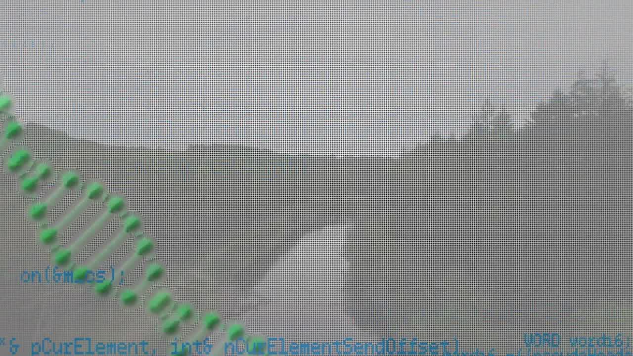 dna 가닥의 애니메이션과 풍경에 대한 데이터 처리