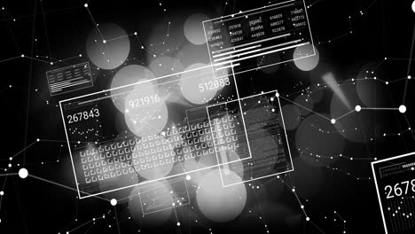 animation of data processing over shapes and white spots