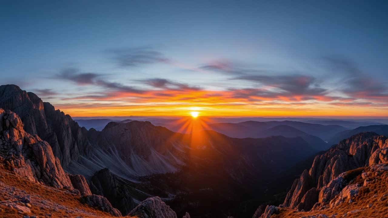 Breathtaking Mountain Sunrise View: A Serene Landscape Capturing the Beauty of Nature at Dawn with Majestic Peaks and Vibrant Colors in the Sky
