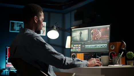video maker editing montage clips on coloring software at home