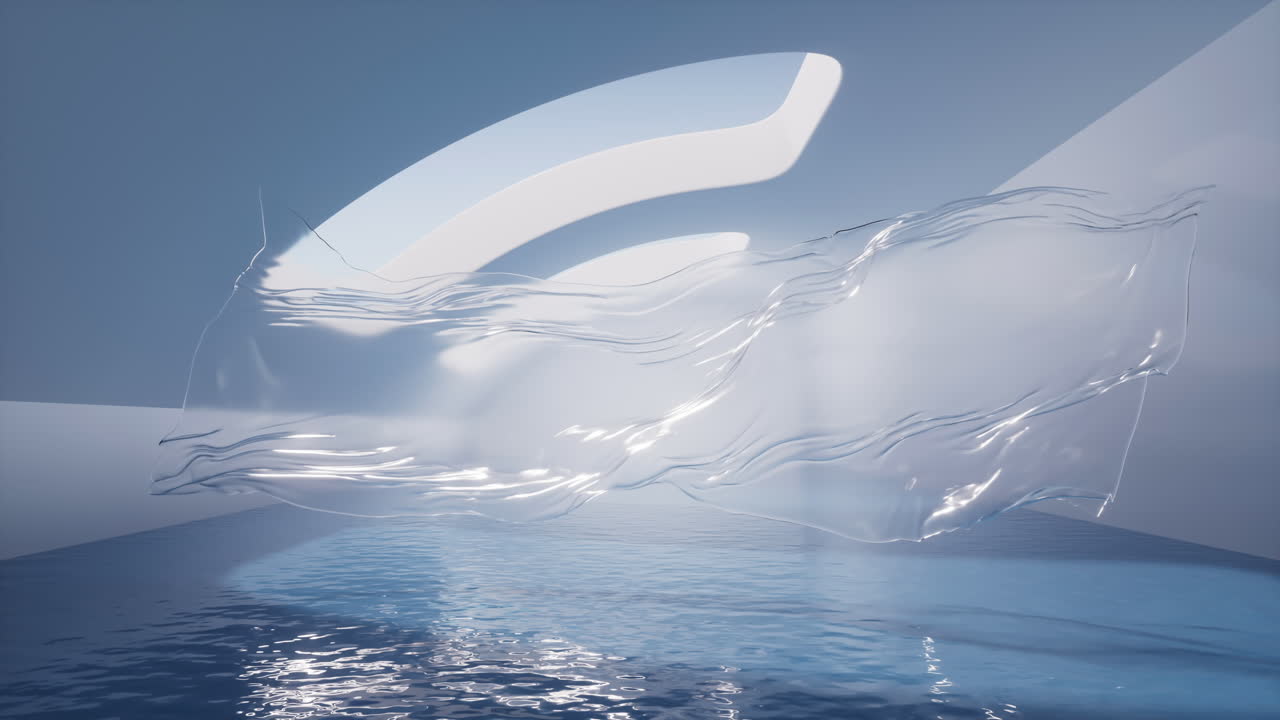 물이 들어있는 빈 방, 3d 렌더링