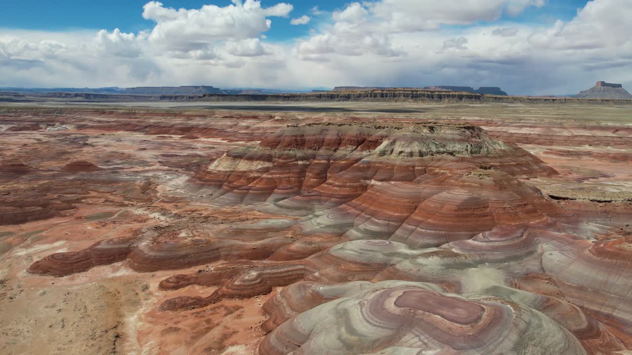 Aerial View of Stunning Colorful Desert Rock Formations
