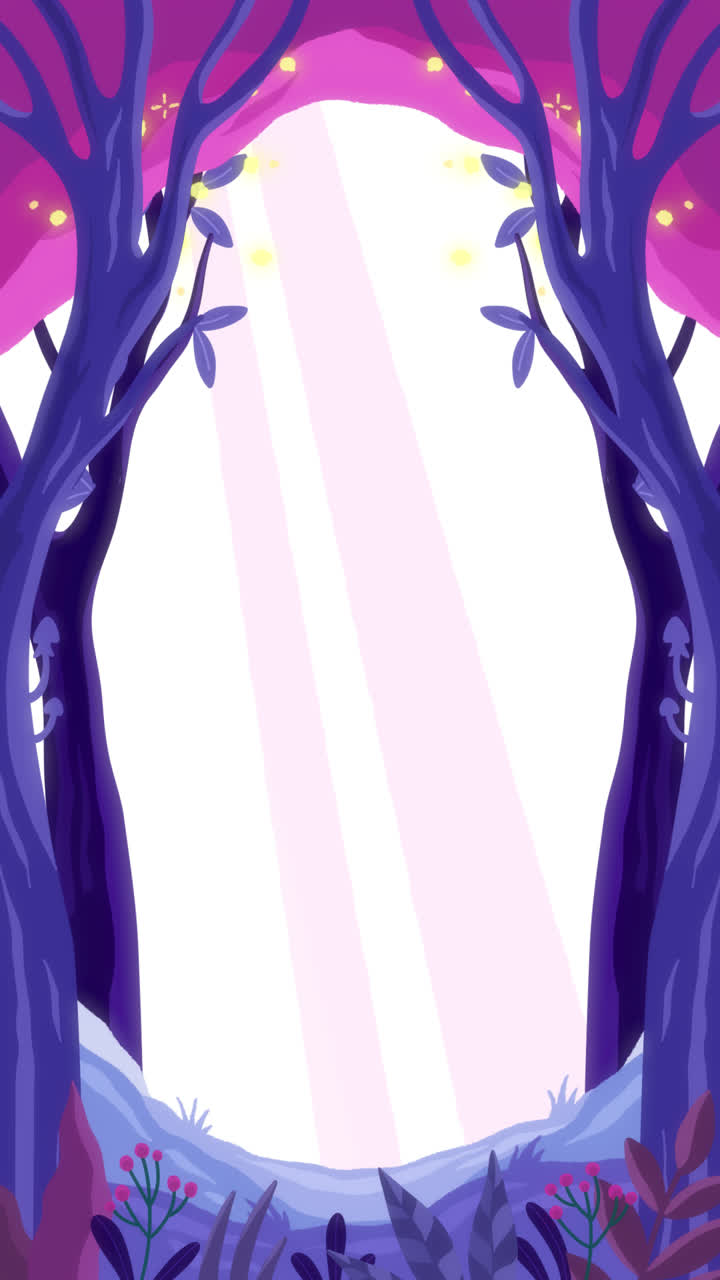 gráfico de movimiento de diseño plano dibujado a mano marco de bosque encantado