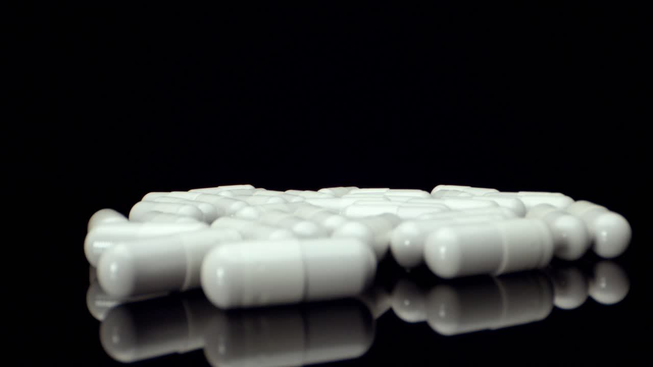 White healthy diet suplement Medicine pills 4k HQ mega super macro view shoot