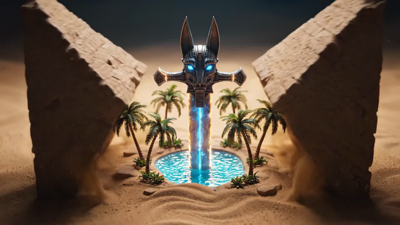 Anubis guarding the ancient pyramids of Egypt