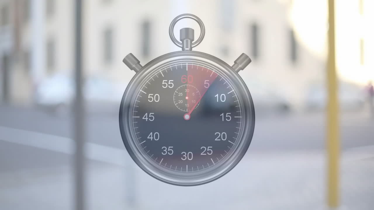 animación del temporizador moviéndose sobre los coches en la ciudad