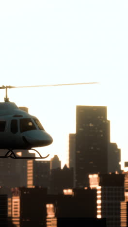 silhouette helicopter at city scape background