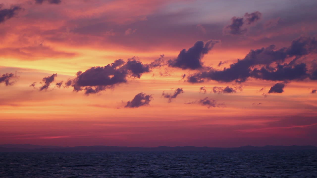 Wide-angle shot of colorful morning twilight over the Andaman Sea