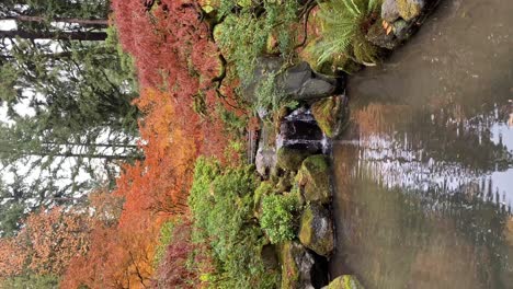 Beautiful-waterfall-with-autumn-trees-in-Portland-Japanese-Garden