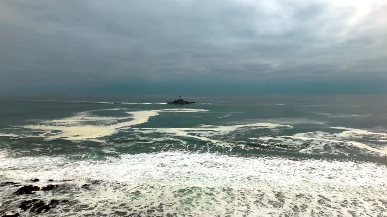 Huayquique beach Chile Iquique building ocean sea traffic tarapaca mountain ocean sea foam boat ship drone travelling