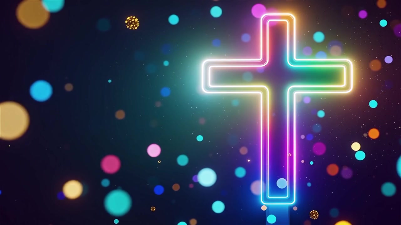 Christliches Kreuz, himmlisches Licht, Anbetungshintergrund.