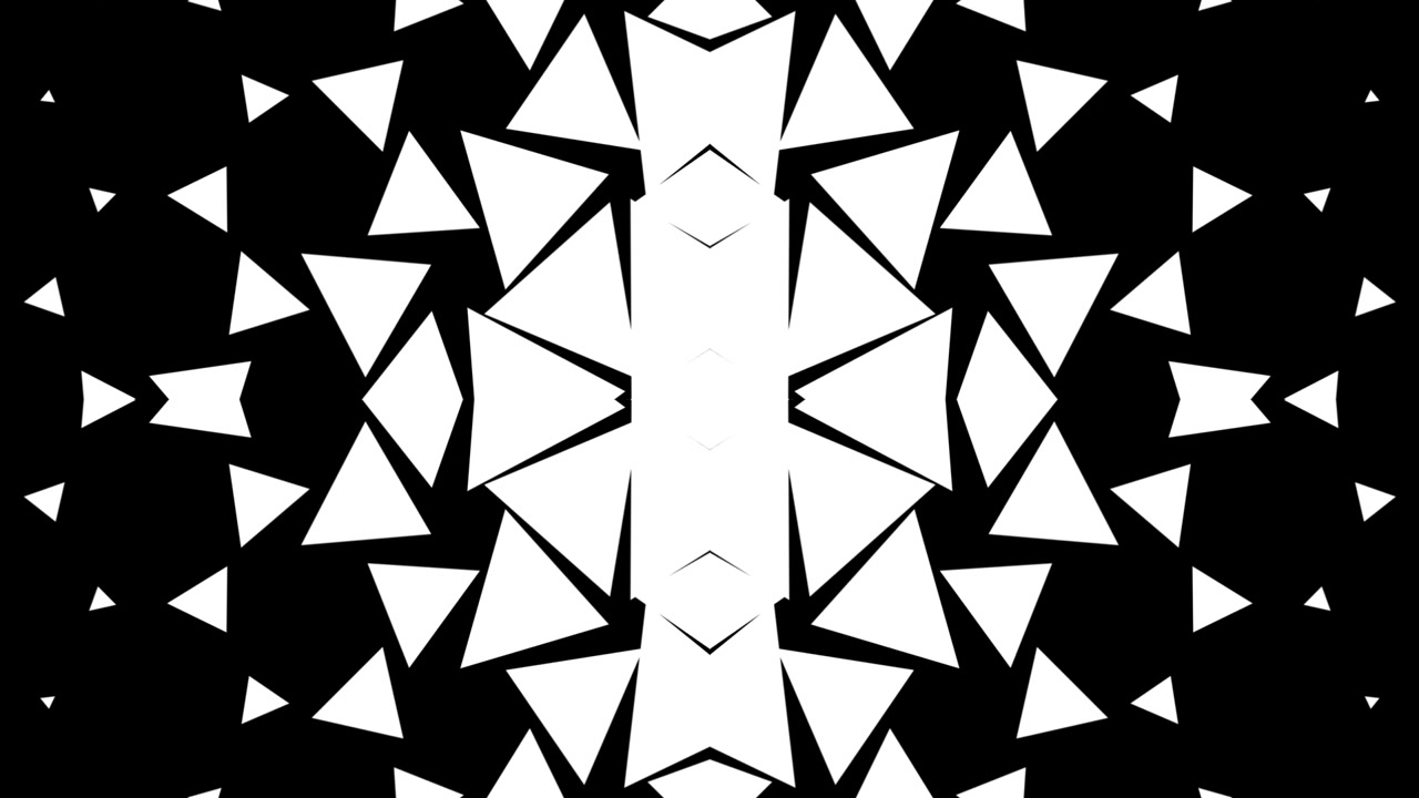 Abstract Geometric Transition with Expanding White Triangles on Black Background